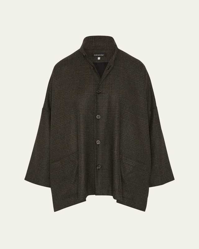 Wide Longer-Back Double Stand Collar Jacket (Long Length)